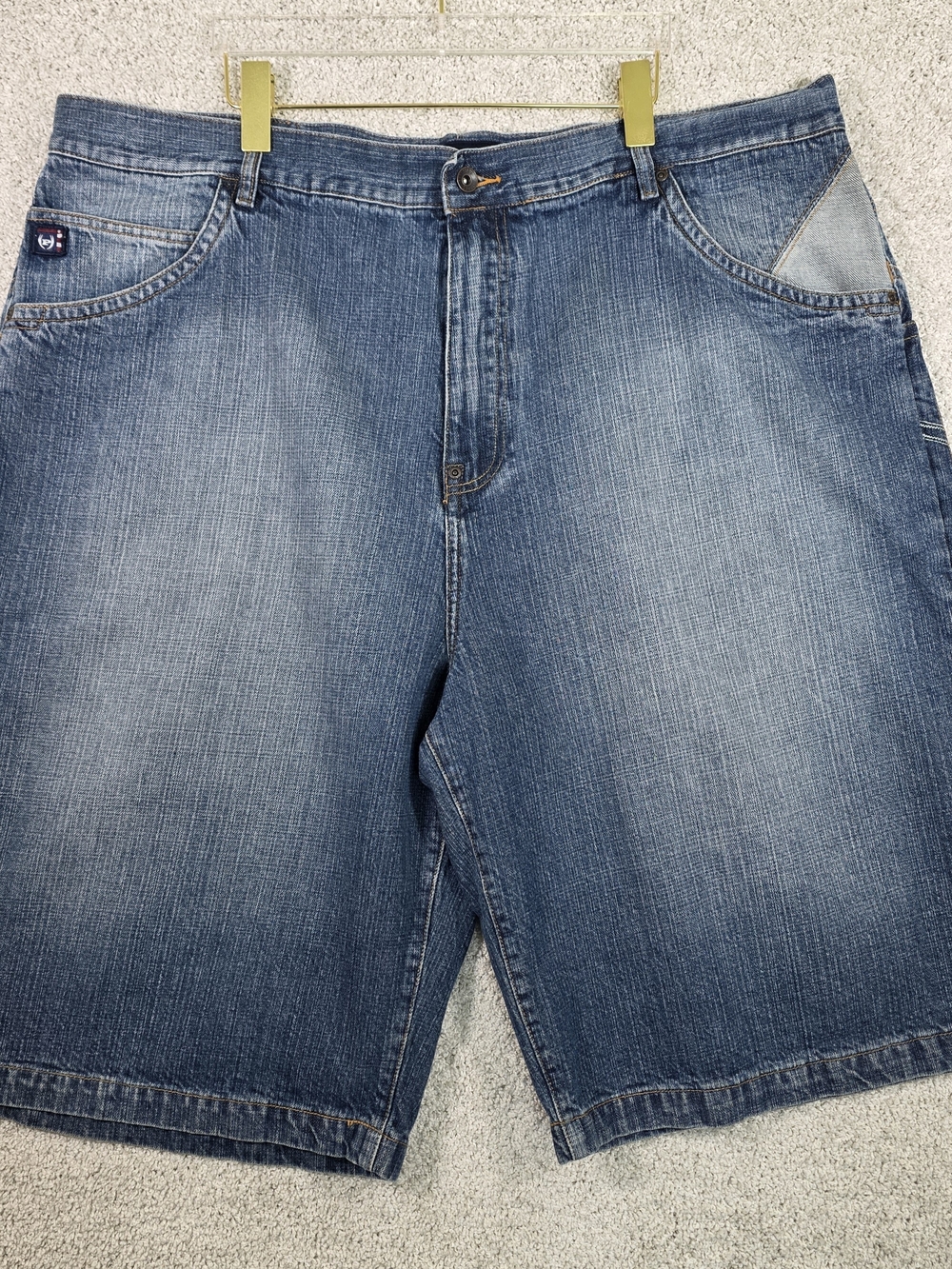 Phat Farm Mens W44 Blue Carpenter Jean Shorts Baggy Jorts